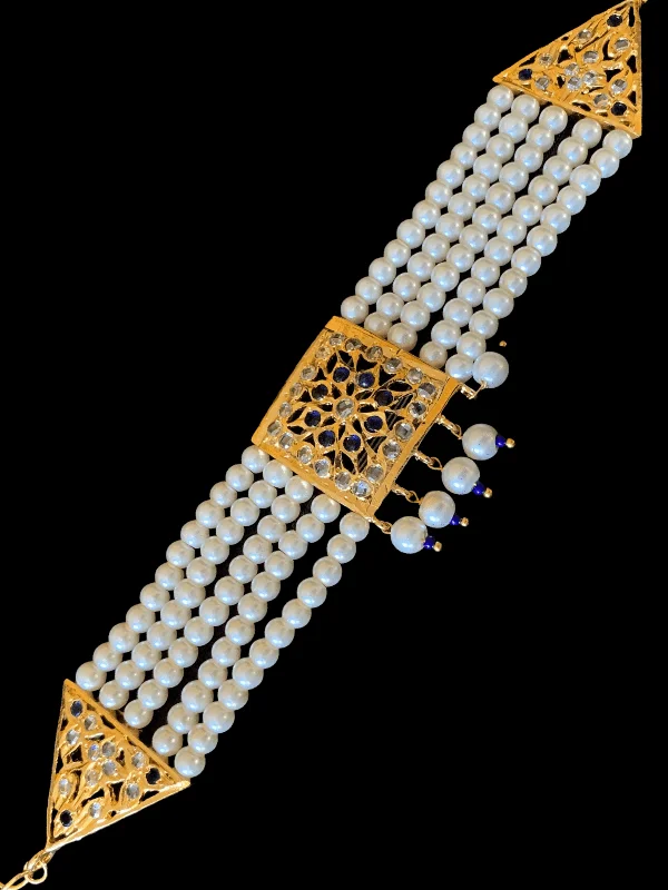 Ladies bracelets luxury brands-B74 Ariha  pearl bracelet - blue      ( SHIPS IN 4 WEEKS )