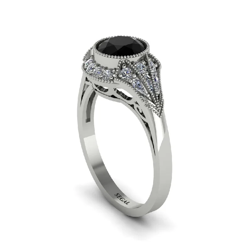 Ladies engagement rings luxurious looks-Diamond Vintage-Inspired Besel Engagement Ring - Makenzie No. 9