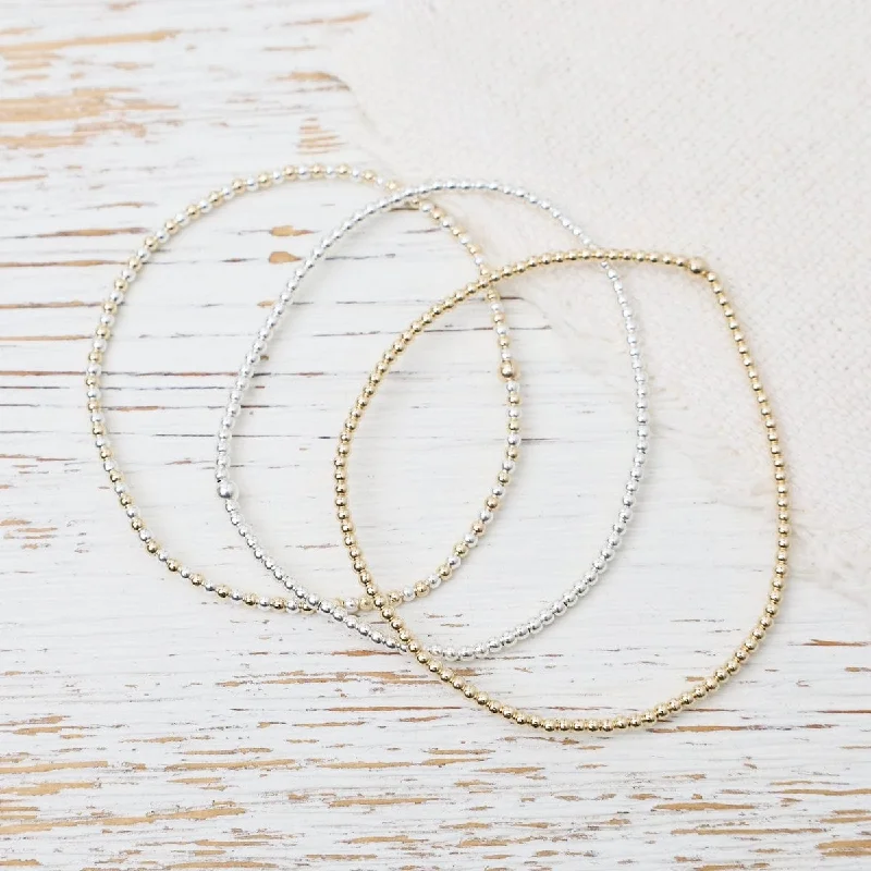 Ladies bracelets store locations-2mm Classic Ball Bracelet in Silver, Gold, or Two Tone