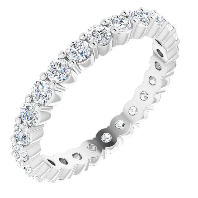 Ladies rings minimalist charm-Platinum 3/4 CTW Natural Diamond Eternity Band Size 4