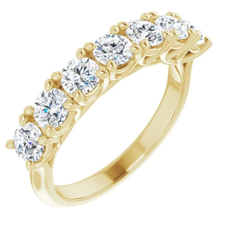 Ladies rings floral accents-14K Yellow 1 1/3 CTW Natural Diamond Seven-Stone Anniversary Band