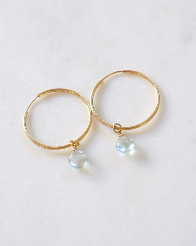 Ladies earrings age suitability-Aquamarine Hoop Earrings