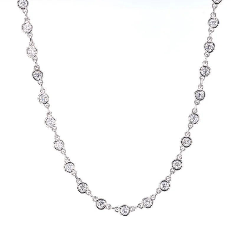 Ladies necklaces choker styles-2.76 ctw Lab-Grown Diamond Bubble Station Necklace