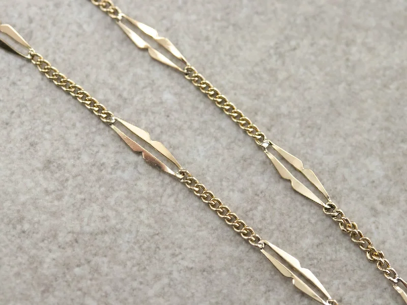 Ladies necklaces punk vibes-Long Gold Link Chain Necklace