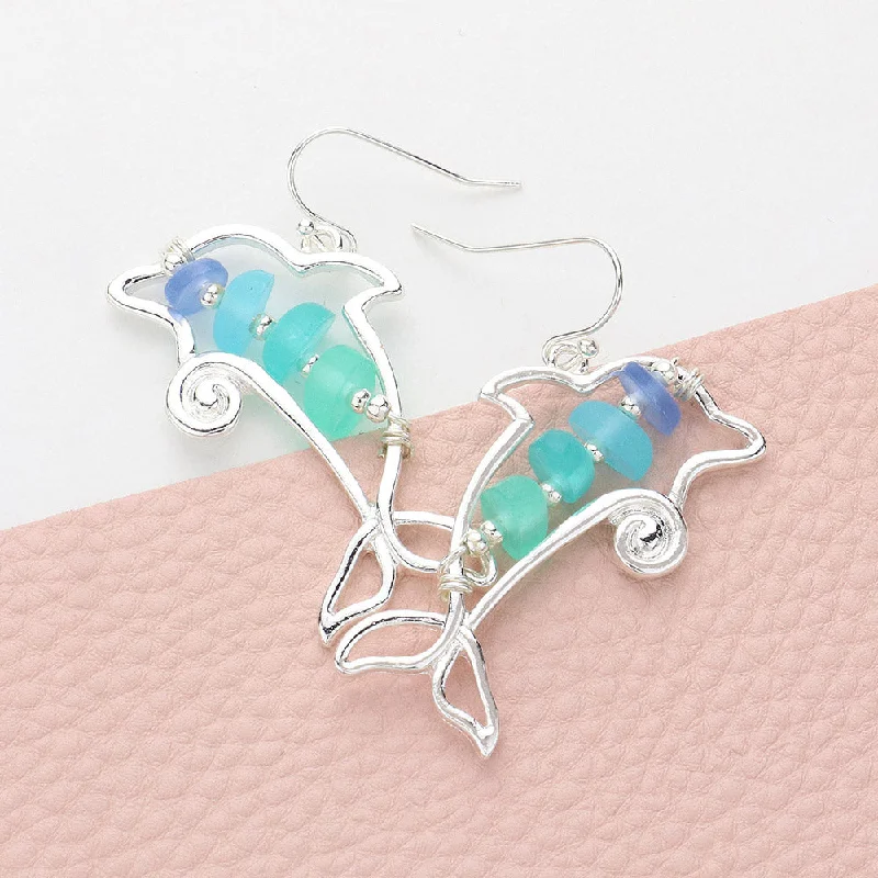 Ladies earrings office elegance-Sea Life Seaglass Earrings