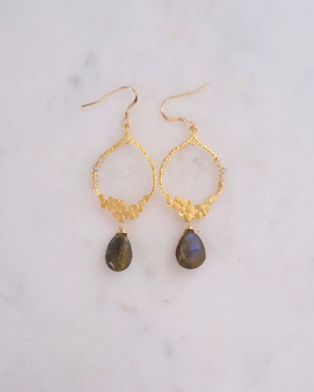 Ladies earrings viral picks-Labradorite Chandelier Earrings