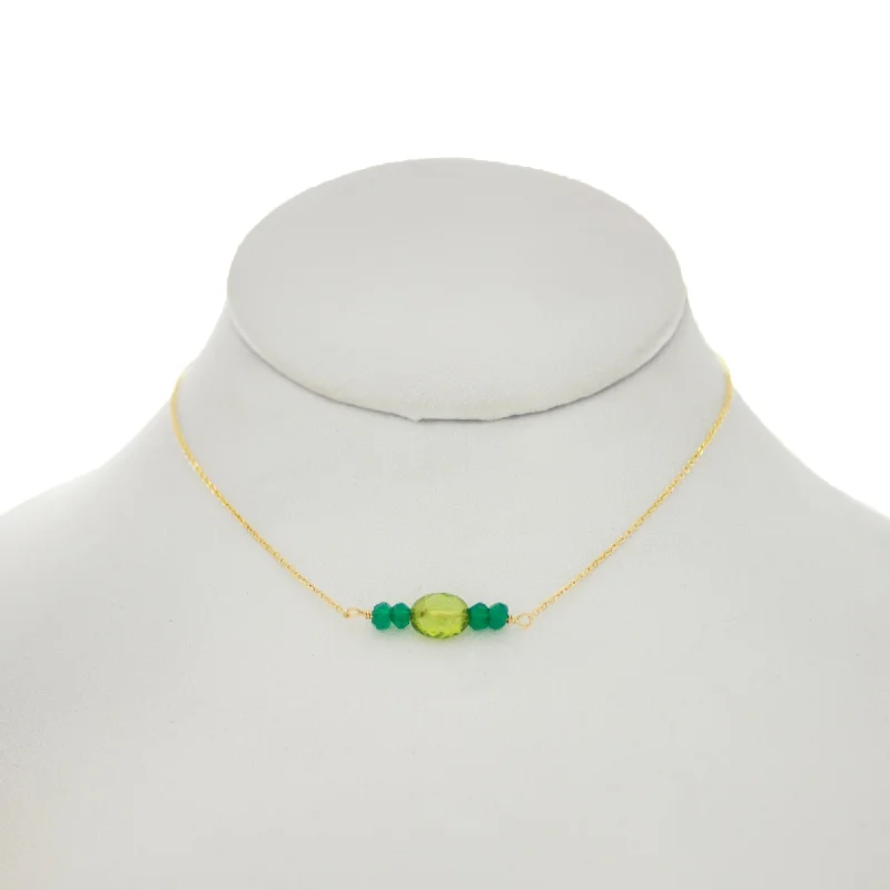 Ladies necklaces personalized-Shamrock Green - Oval Peridot with Green Onyx Necklace