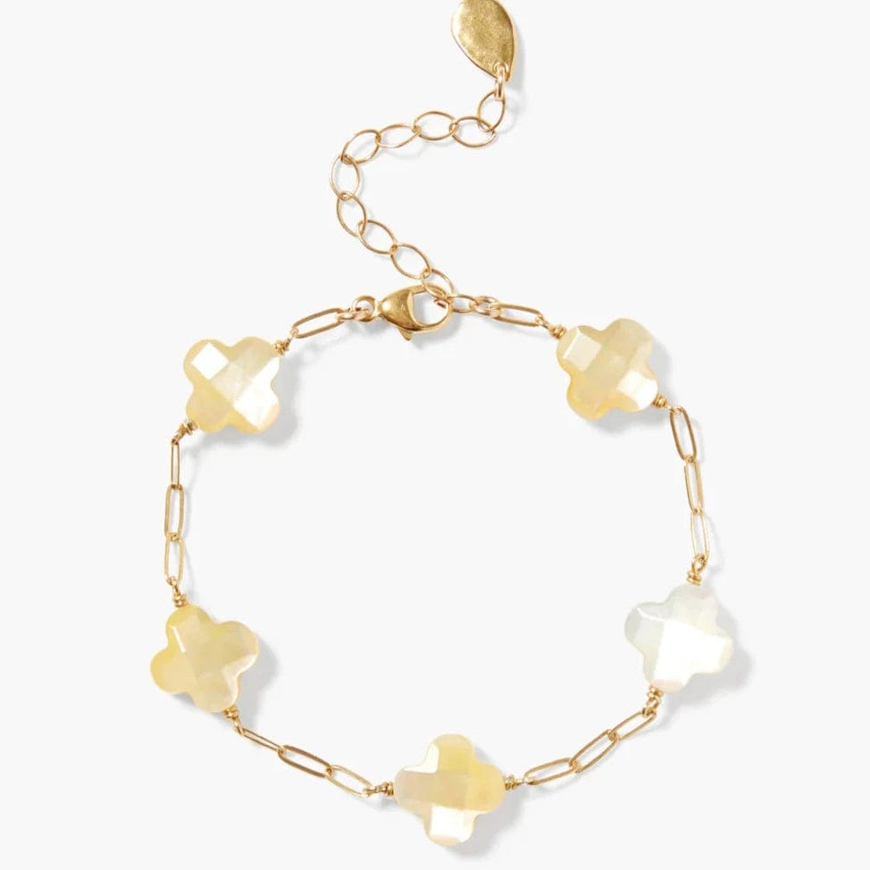 Ladies bracelets unique designs-Clover Yellow Mother of Pearl Bracelet