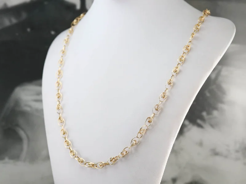 Ladies necklaces sapphire stones-Woven Gold Link Chain Necklace