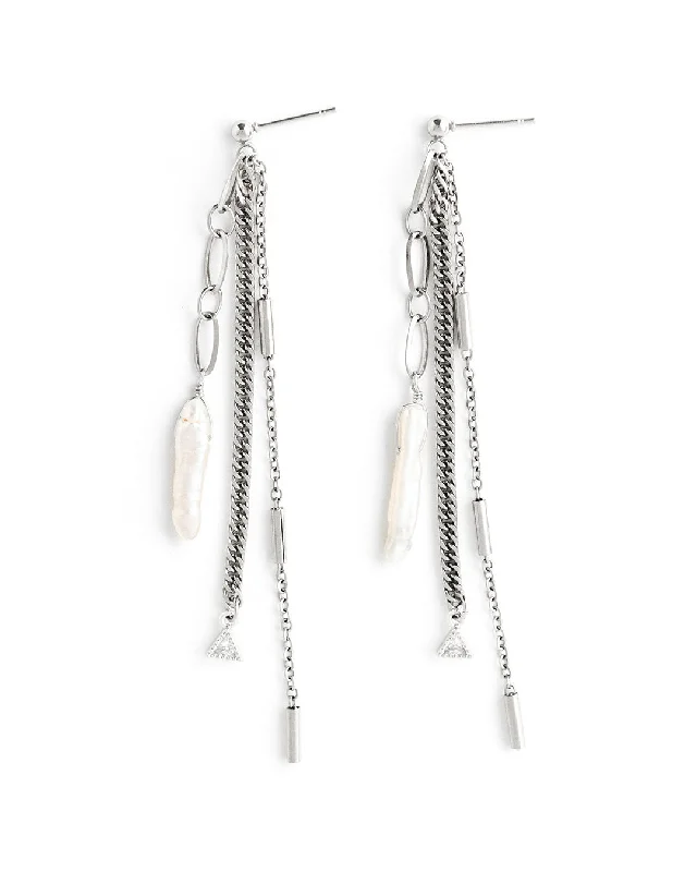 Ladies earrings popular brands-Trellis Silver Earrings