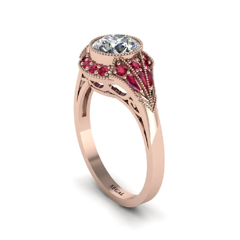 Ladies engagement rings timeless elegance-Ruby Vintage-Inspired Besel Engagement Ring - Makenzie No. 47