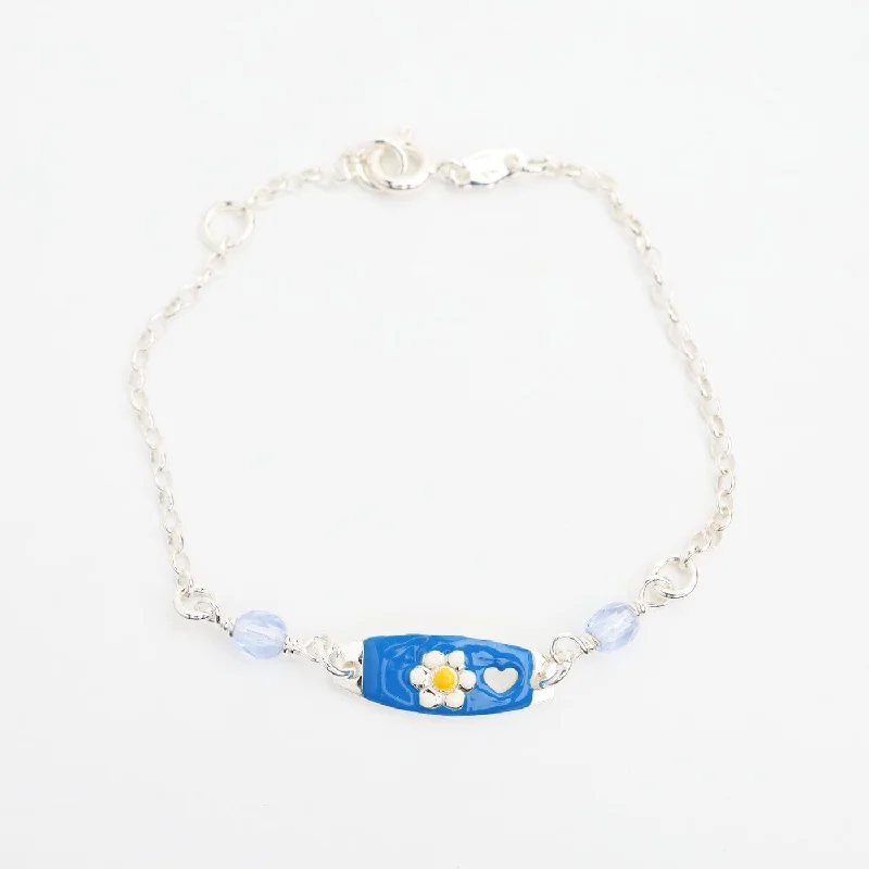 Ladies bracelets casual vibes-Blue Enamel Child's ID Bracelet