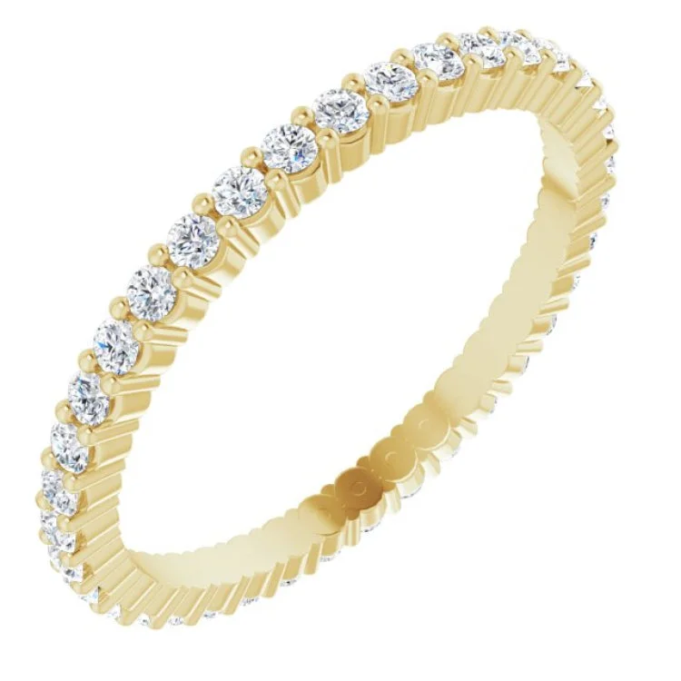 Ladies rings vintage charm-14K Yellow 1/2 CTW Lab-Grown Diamond Eternity Band Size 7.5