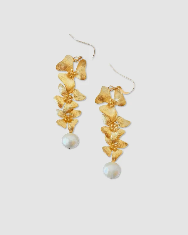 Ladies earrings creative pieces-Floral Pearl Gorgeous Earrings