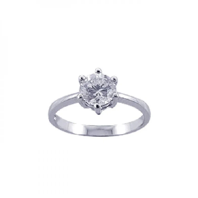 Ladies rings pinky designs-Silver 925 Rhodium Plated CZ Solitaire Ring - STR00598