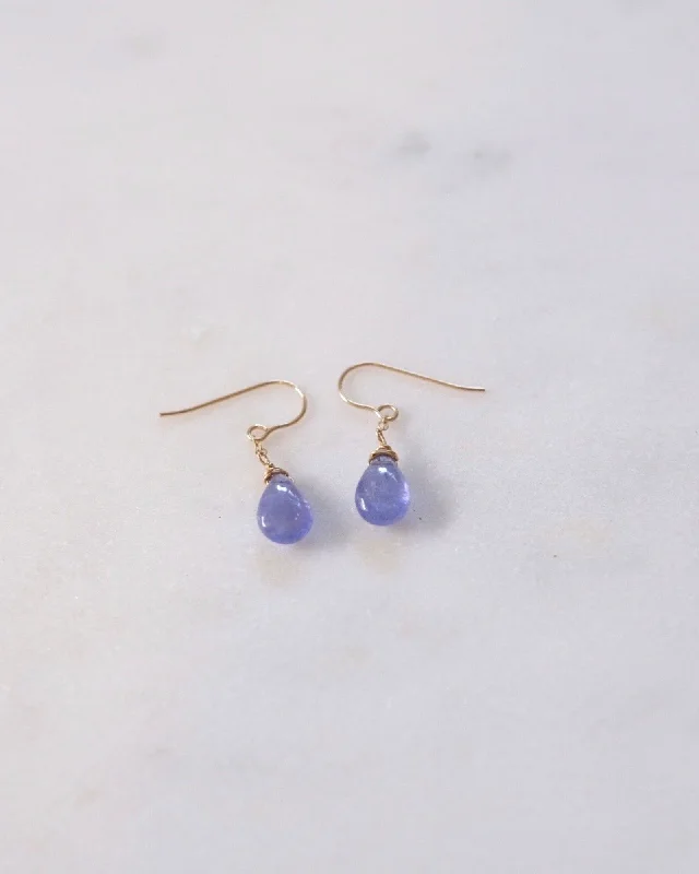 Ladies earrings global brands-Tanzanite Simple Drop Earrings