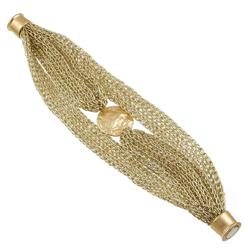 Ladies bracelets everyday wear-Gold Mesh Coin Bracelet