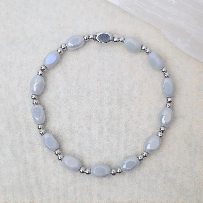 Ladies bracelets party glamour-All in Pop Of Color Bracelet in Glacier Grey & Stainless Steel