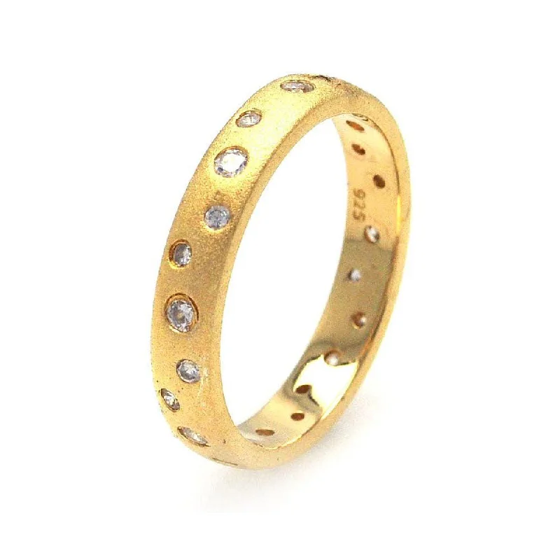 Ladies rings lightweight picks-Silver 925 Gold Plated CZ Eternity Ring - STR00587