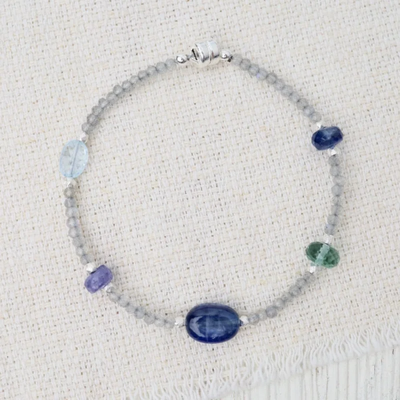 Ladies bracelets discount deals-Labradorite & Tanzanite Station Bracelet