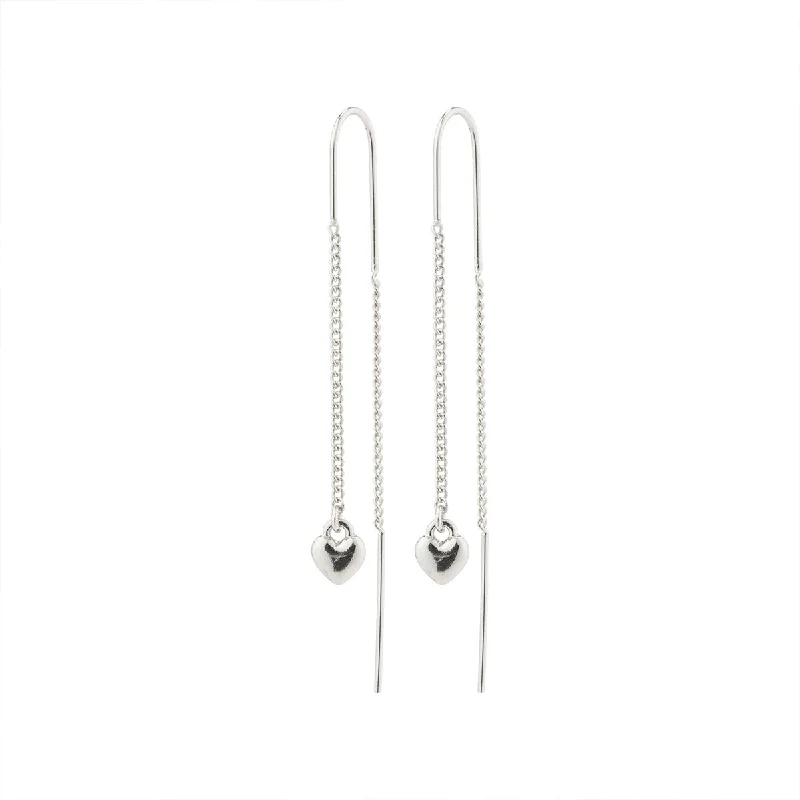 Ladies earrings latest styles-Afroditte Silver Plated Heart Pull Through Earrings