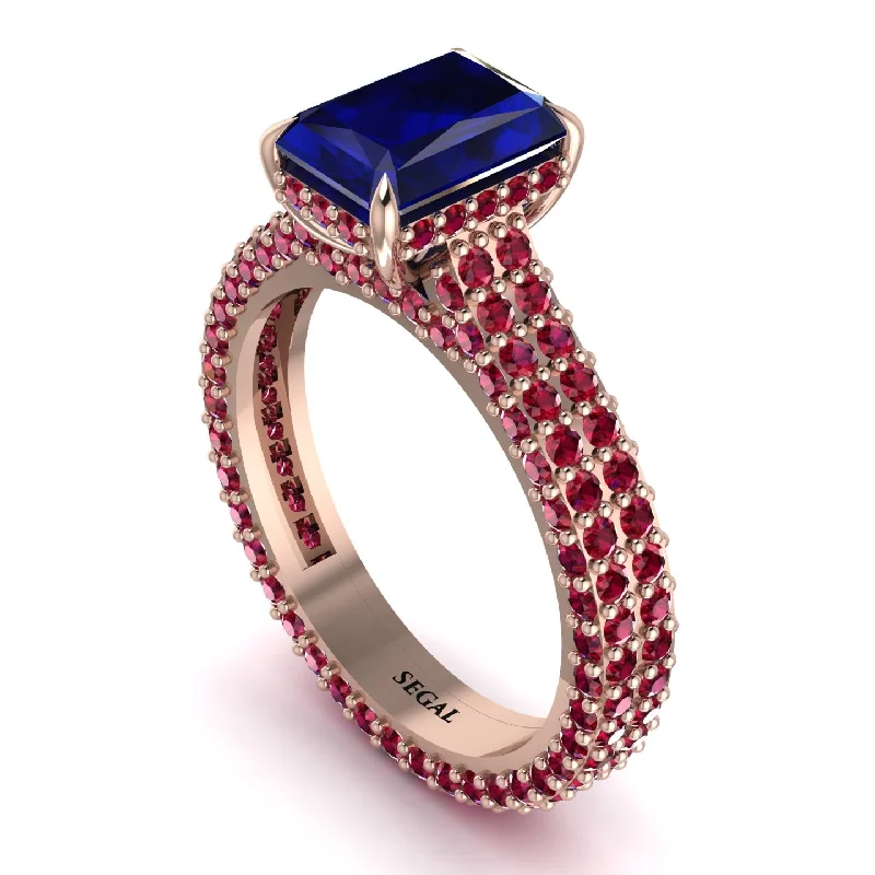 Ladies engagement rings holiday proposals-Radiant Cut Sapphire Pave Engagement Ring - Kenzie No. 59