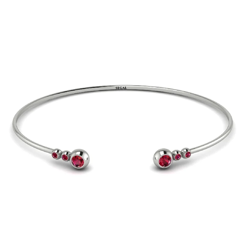 Ladies bracelets youthful charm-Geometric Bezel Ruby Bracelet - Josie No. 57