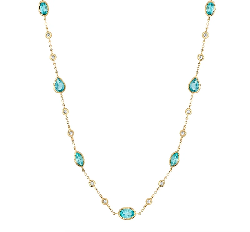 Ladies necklaces star accents-Topaz Diamond Train Necklace