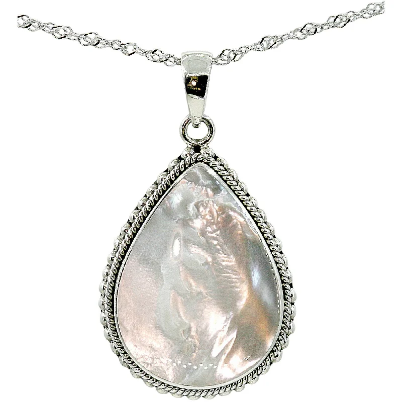 Ladies necklaces group designs-Beautiful Pear Shaped Mother of Pearl Necklace