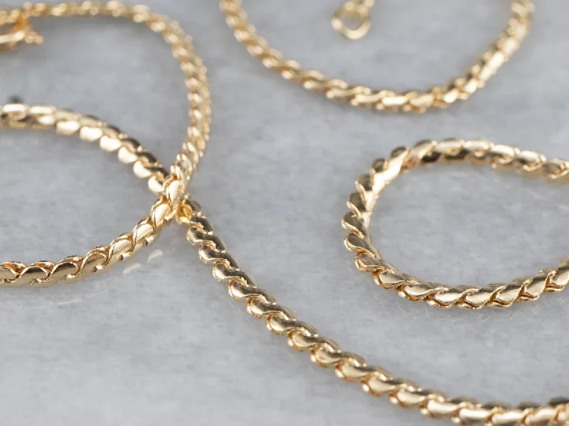 Ladies necklaces engagement gifts-18K Gold Serpentine Chain Necklace