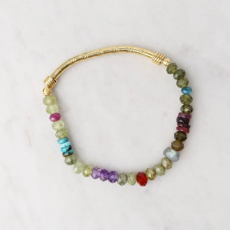 Ladies bracelets age suitability-Gold Green Garnet & Labradorite Cube Bracelet