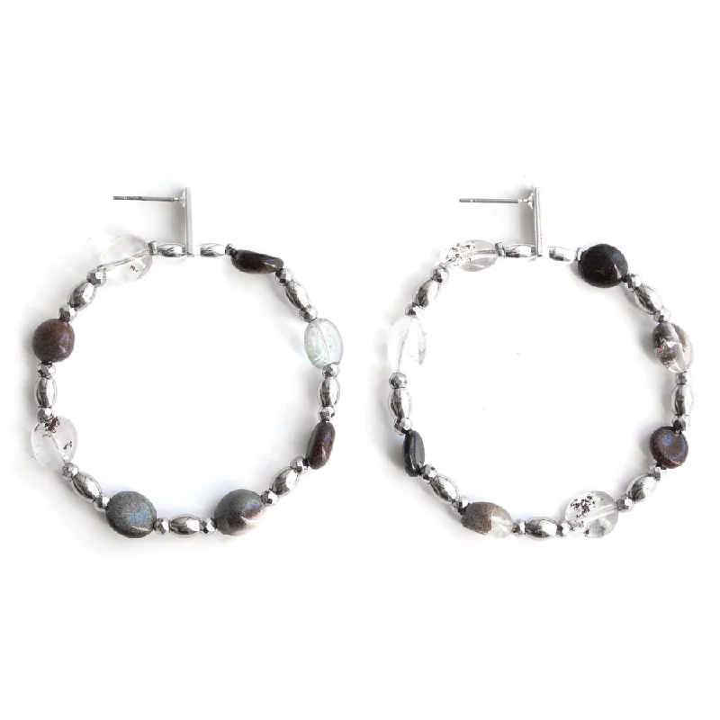 Ladies earrings diamond accents-Opium Silver Earrings