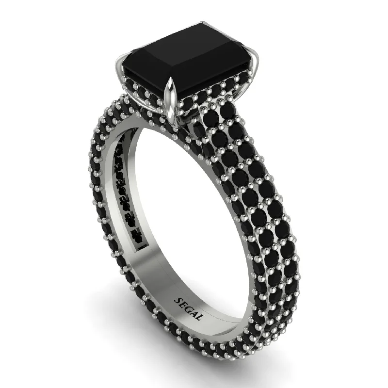 Ladies engagement rings fashion trends-Radiant Cut Black Diamond Pave Engagement Ring - Kenzie No. 39