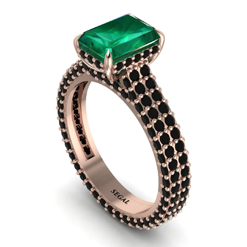 Ladies engagement rings worldwide appeal-Radiant Cut Emerald Pave Engagement Ring - Kenzie No. 35