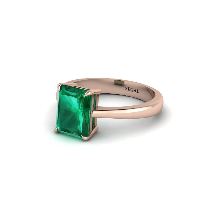 Ladies engagement rings Asian styles-Emerald Cut Emerald 14K Gold Engagement Ring - Heidi No. 5