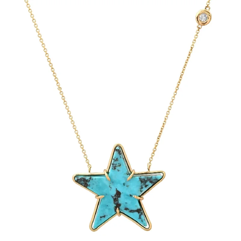 Ladies necklaces choker styles-Turquoise Star Necklace