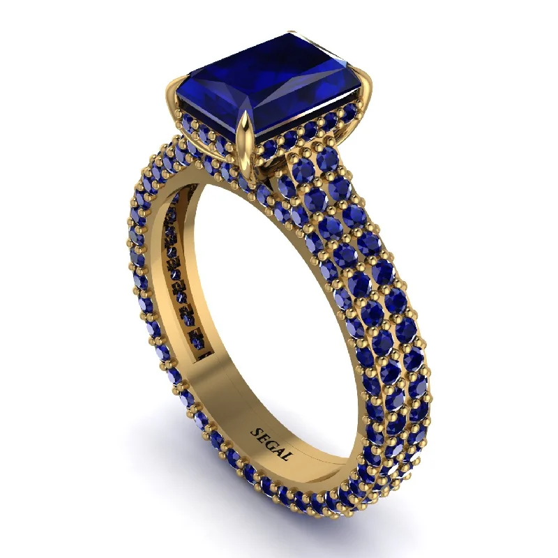 Ladies engagement rings budget picks-Radiant Cut Sapphire Pave Engagement Ring - Kenzie No. 73