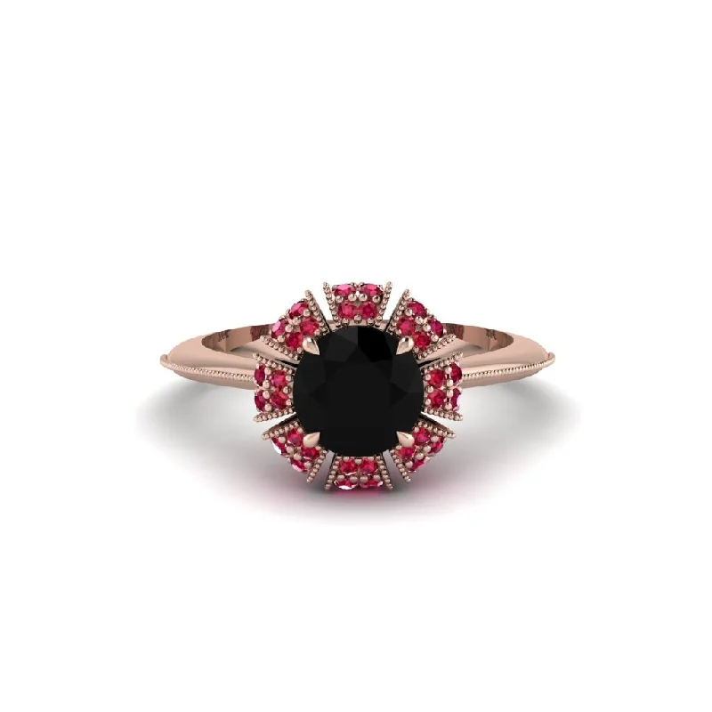 Ladies engagement rings holiday proposals-Ruby Crown Halo Engagement Ring - Annie No. 53