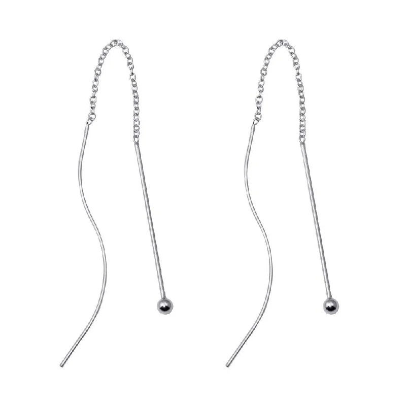 Ladies earrings personalized-Silver 925 Rhodium Plated Dangling Hook Earrings - DSE00052