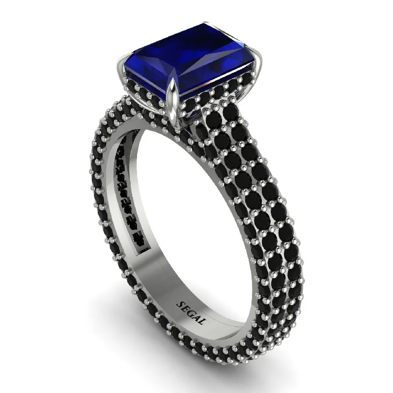 Ladies engagement rings eternity bands-Radiant Cut Sapphire Pave Engagement Ring - Kenzie No. 45