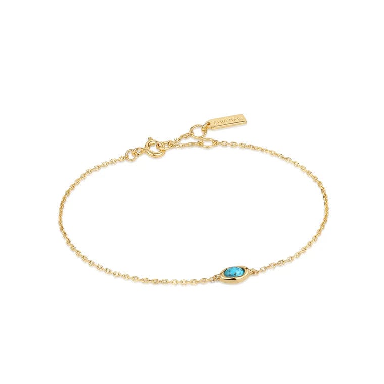 Ladies bracelets gothic appeal-Gold Turquoise Wave Bracelet