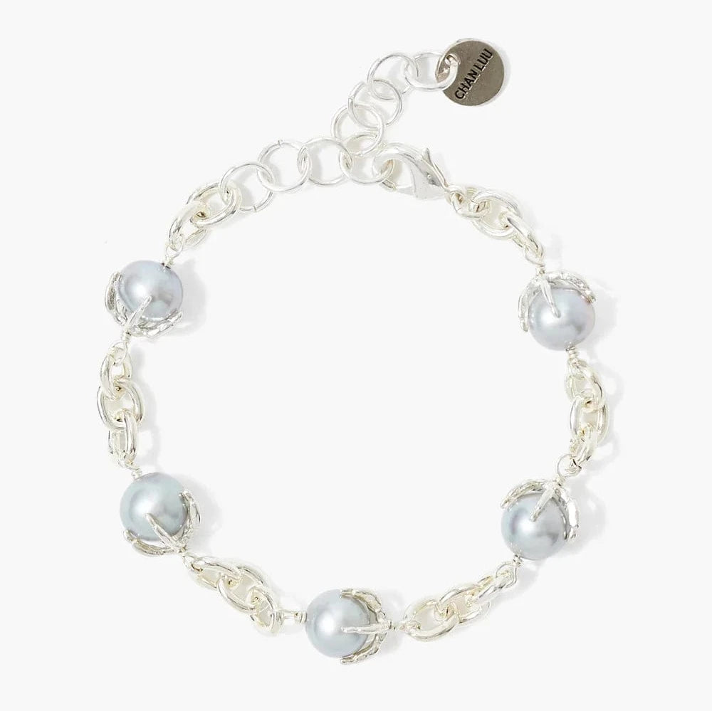 Ladies bracelets e-commerce sites-Grey Pearl Lark Chain Bracelet