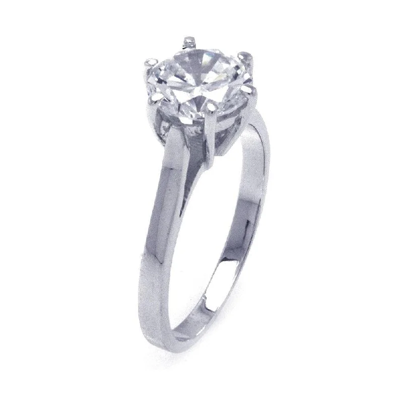 Ladies rings limited editions-Silver 925 Rhodium Plated CZ Solitaire Ring - STR00788