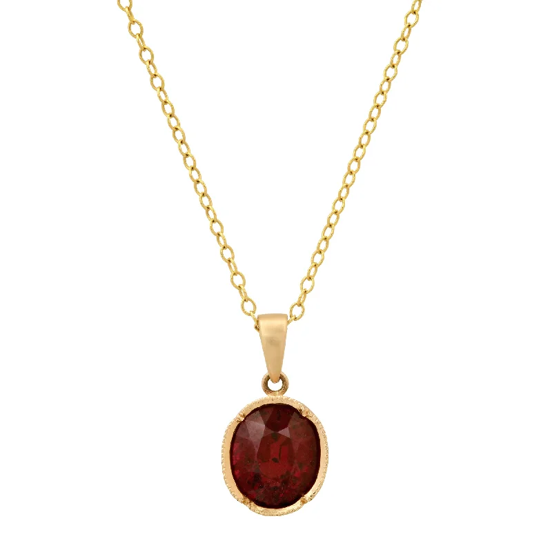 Ladies necklaces rose gold-Garnet Drop Necklace