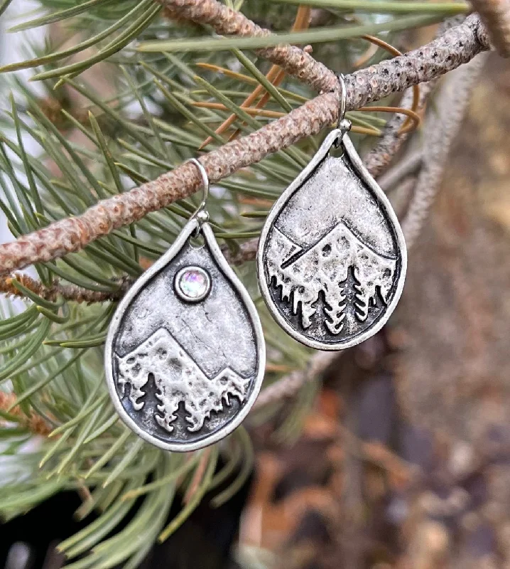 Ladies earrings matching pairs-Moonlit Mountain Peak Earrings