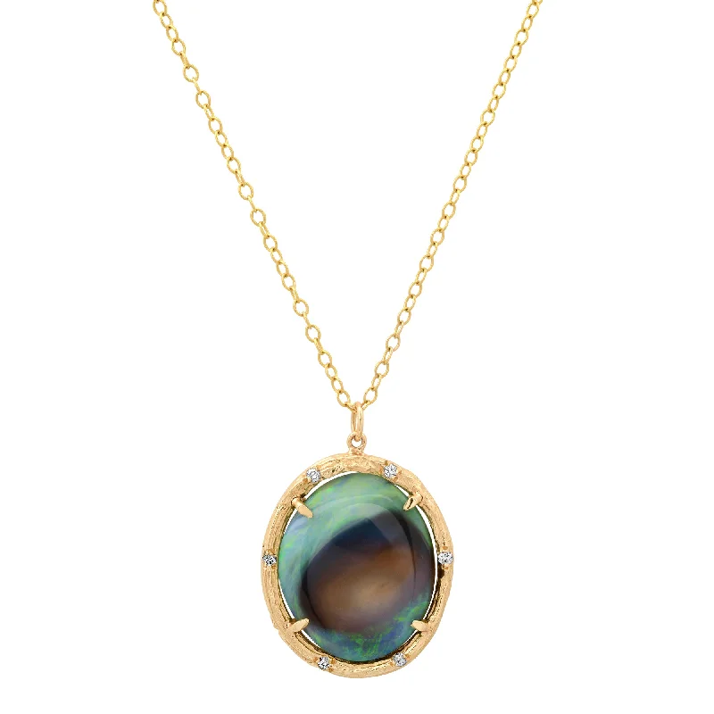 Ladies necklaces Mother’s Day-Spiral Galaxy Opal Necklace