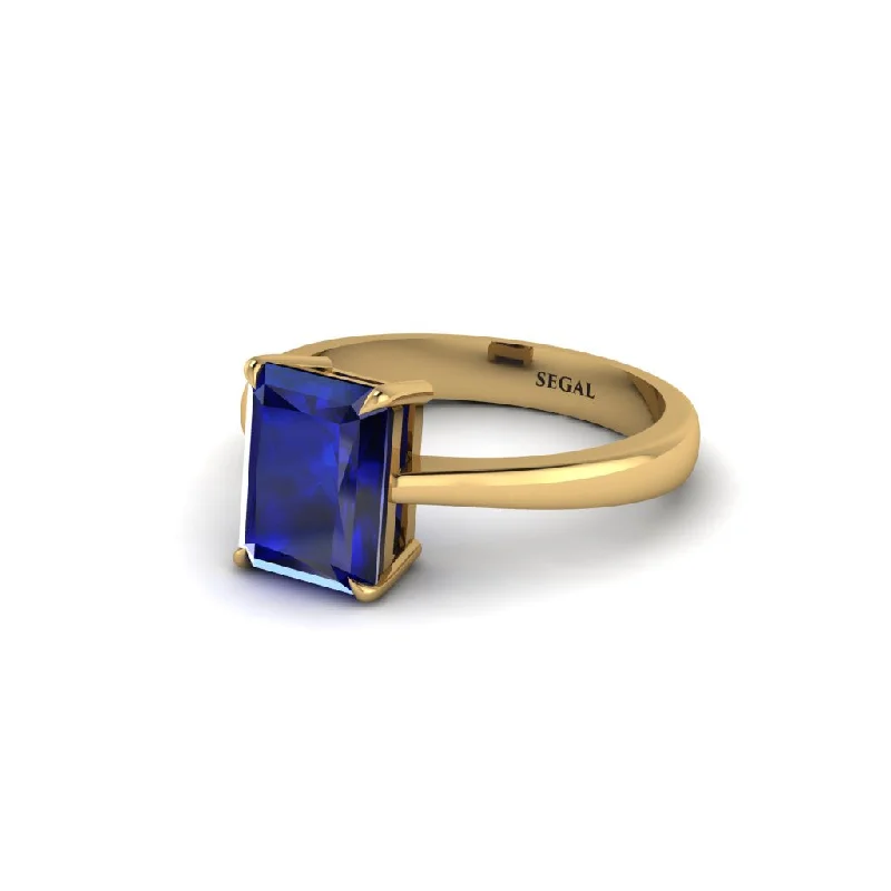 Ladies engagement rings large stones-Emerald Cut Sapphire 14K Gold Engagement Ring - Heidi No. 13