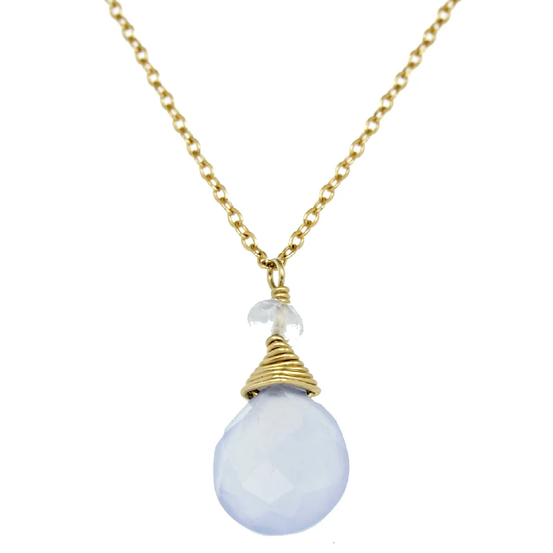 Ladies necklaces subtle luxury-Lavender Blue Chalcedny One Drop Necklace