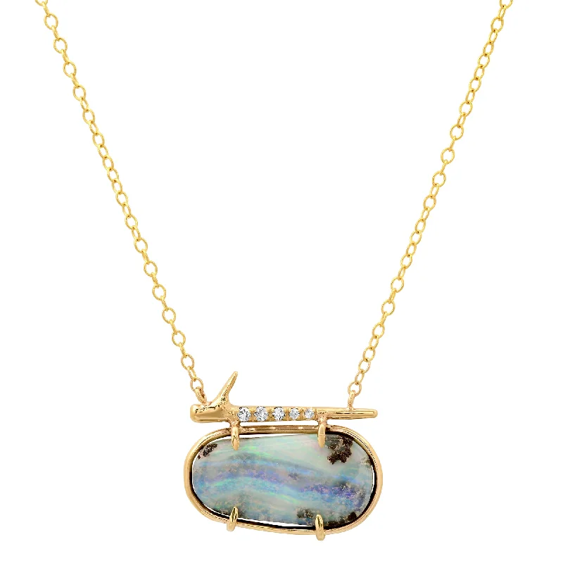 Ladies necklaces latest styles-Wave Opal Thorn Necklace