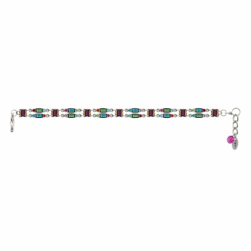 Ladies bracelets engagement gifts-Architectural Petite Double Line Bracelet - Multicolor